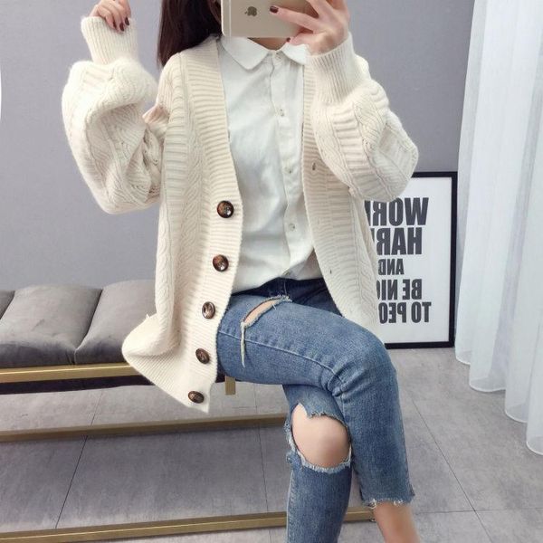 

women's knits & tees vrouwen trui vest jas vrouwelijke losse koreaanse mode student lente en herfst trend zaraing vrouw 2021, White