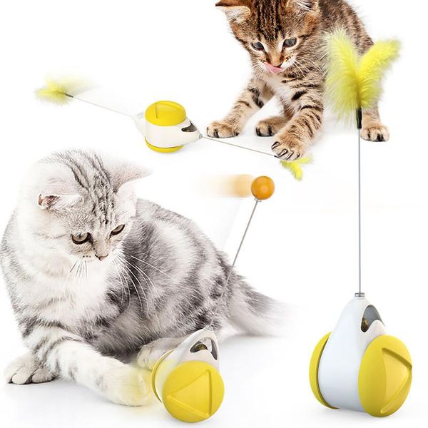

cat toys tumbler swing pet kitten supplies cats catnip ball smart interactive balance rotating car chasing toy with wheels