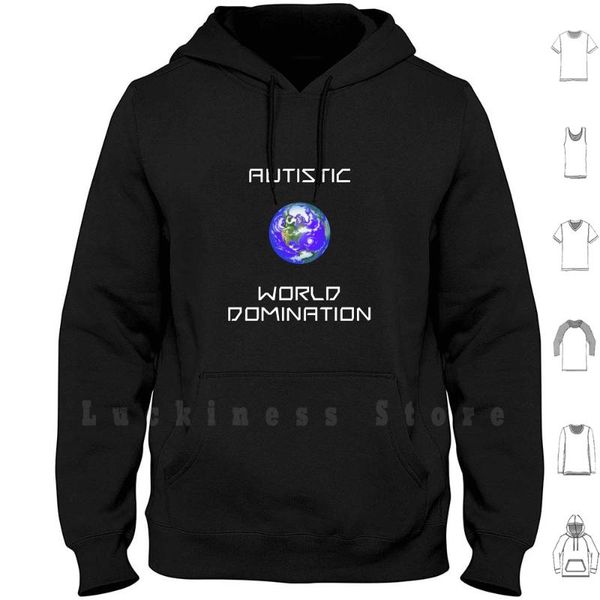 

autistic world domination hoodies autism men's & sweatshirts, Black