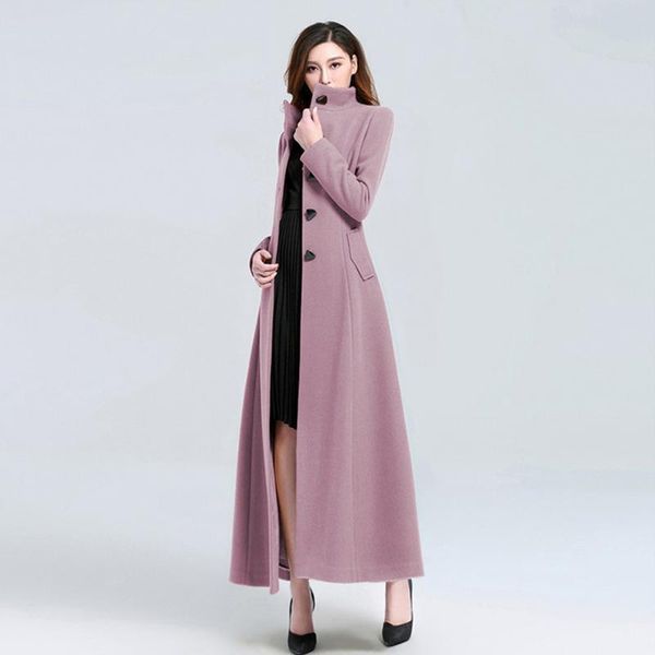 

women's wool & blends solid full slim plus size xxxl long sleeve fashion windbreaker winter coat women oversize female outwear clothes, Black