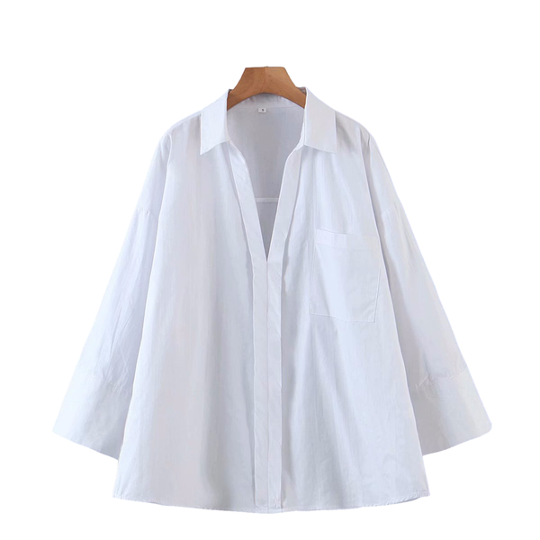 

women's blouses & shirts zxqj elegant women solid white 2021 fashion ladies turn down collar streetwear female chic cotton loose