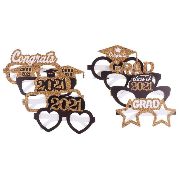 

party decoration 1 set 48pcs 2021 graduation paper glasses creative glittery po props