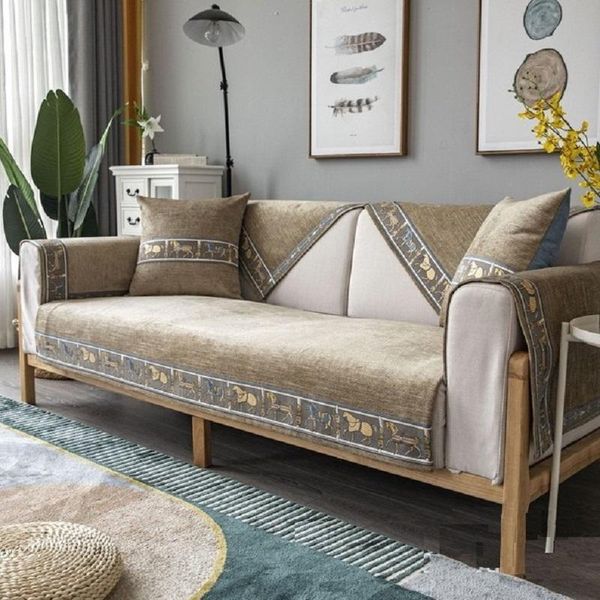 Fodere per sedie 1Piece Simple Modern Home Fodera per cuscino per divano Tessuto Pony Ciniglia Four Seasons Asciugamano antiscivolo universale