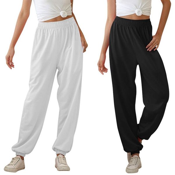 

women's pants & capris 2x sweatpants women casual loose harem solid fashion hip hop high waist baggy trousers  size white black, Black;white
