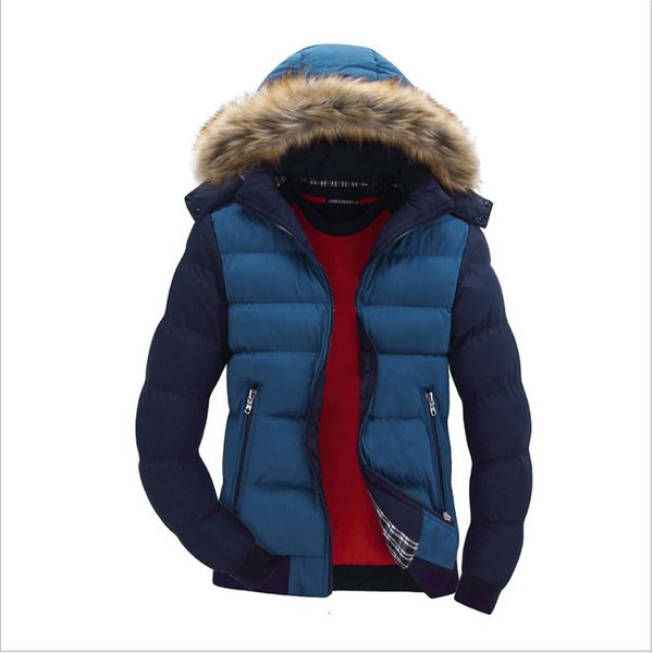

men's down & parkas winter windbreak jacket of warm men thick parkas fur collar with hoodie casual coats outerwear clothes brand 4xl, Black