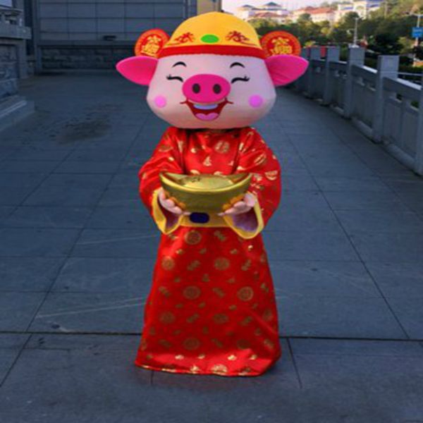 

mascot costumes golden pig mascot costume suits party game dress outfits clothing advertising carnival halloween easter festival adults, Red;yellow