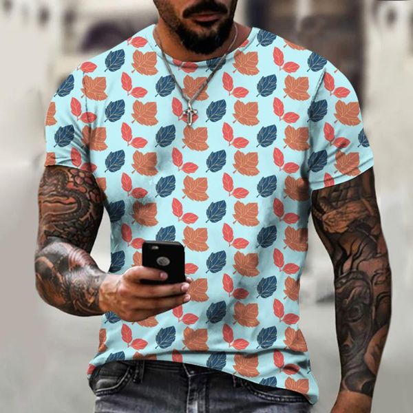 

men's t-shirts 3d print men t-shirt graphic leaves autumn multicolor crew neck child short sleeves casual soft asian size, White;black