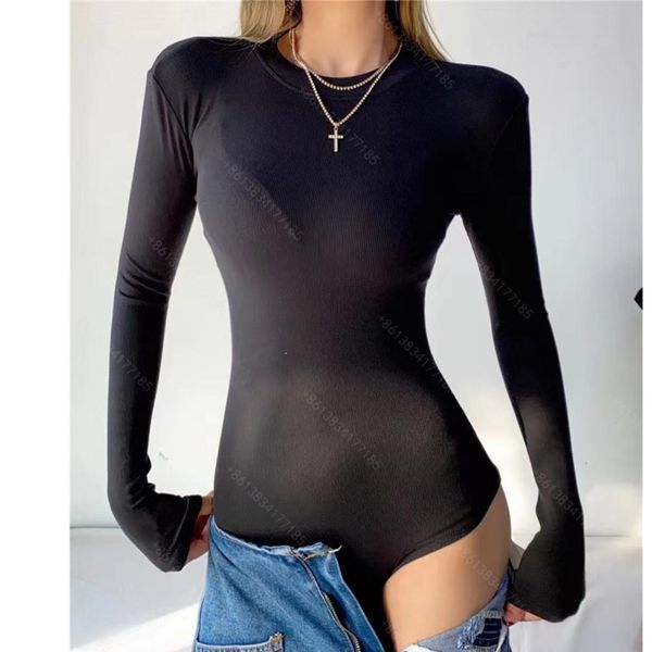 

jumpsuit women bottoming shirt long sleeve bodysuit yoga fitness llulu leggings tight rompers bandage jumpsuits girl brand romper designer c, Black;white
