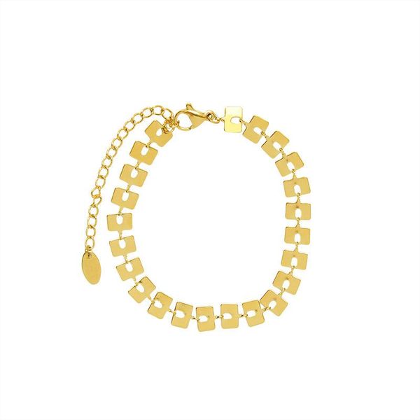 

link, chain stainless steel simple design hip hop geometric card bracelet plated gold for women luxury jewellery pulseira feminina, Black