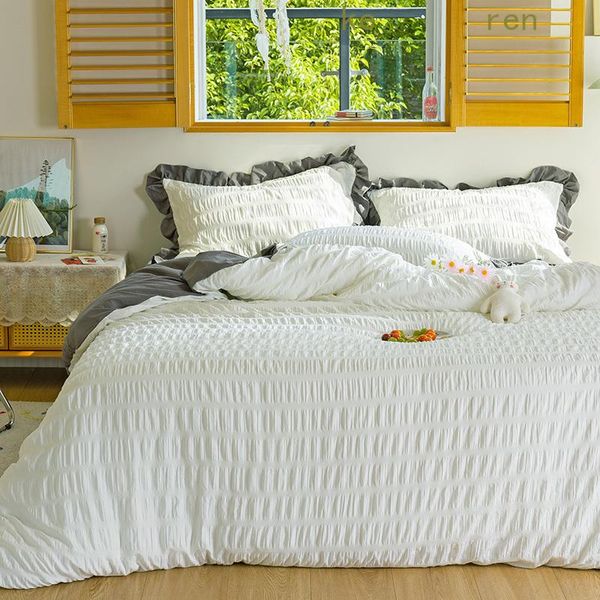 

bedding set  size soft washed cotton seersucker comfortable duvet covers240x220 king bed linen for home sets