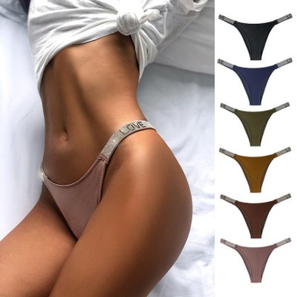 

two-piece suits bikini women pantie crystal rhinestone underwear thongs low rise fitness gym seamless for female push up diamond linger