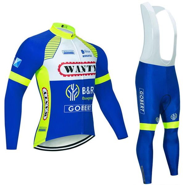 

racing sets team wanty cycling jersey bibs pants sportswear ropa ciclismo winter thermal fleece bike jacket maillot wear, Black;blue