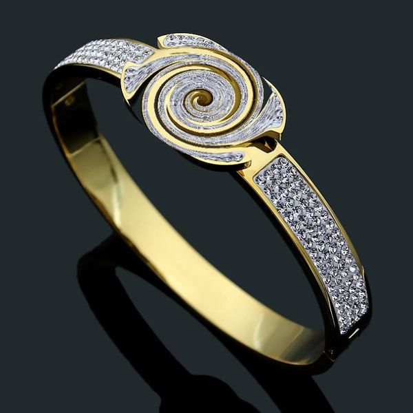 

20 design mix factory wide large 17cm diamond bangle rose gold silver 316l stainless steel flower v love jewelry women mens bracelets, Black