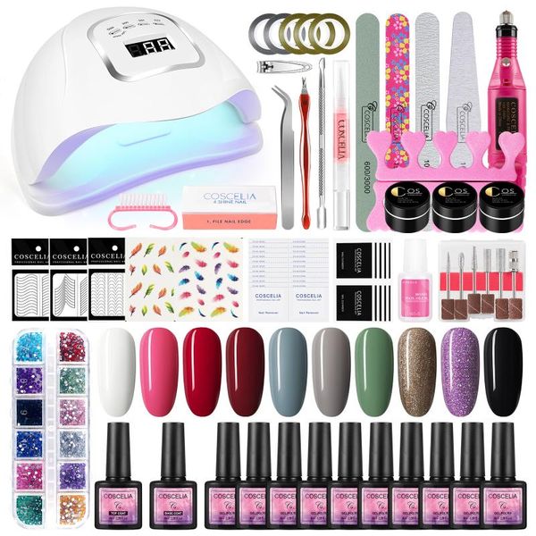 

nail art kits coscelia gel manicure set for nails uv led lamp polish with base coat electric drill