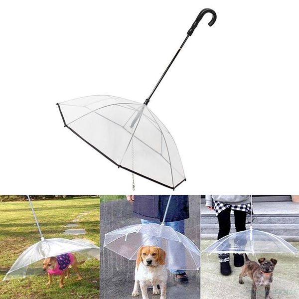 

dog apparel transparent pet umbrellas small umbrella with leash iron chain as raincoat for dogs beautiful package supplies