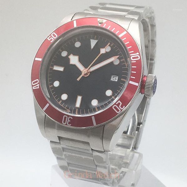 

wristwatches 41mm miyota automatic watch for men sterile dial luminous mechanical relogio masculino montre homme, Slivery;brown