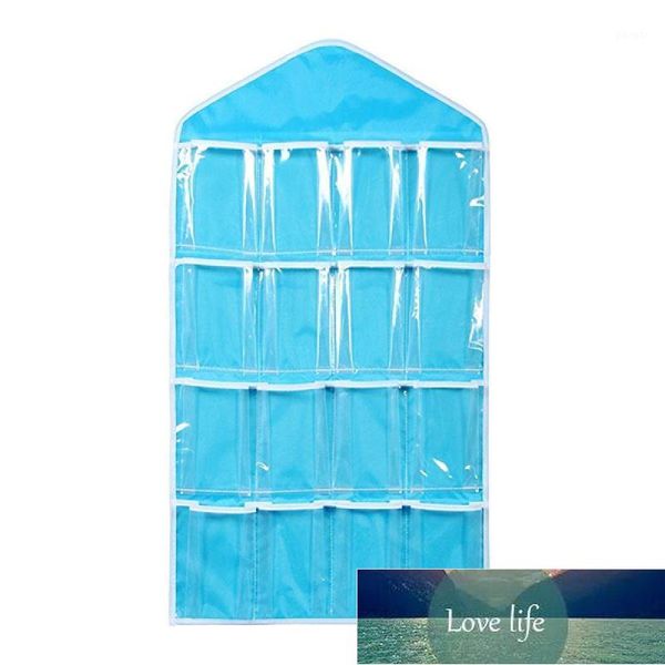 Caixas de armazenamento caixas 16 bolsos claros sobre porta saco de suspensão sapato cabide de sapata underwear meias sutiã armário organizador arrumado (azul) 1 preço de fábrica especialista qualidade mais recente