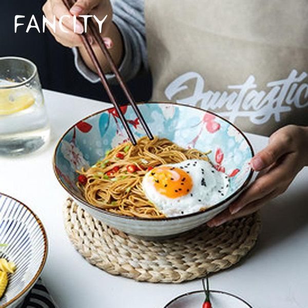 

bowls fancity creative large capacity ceramic handle bowl baked rice nordic style salad home soup noodle breakfast
