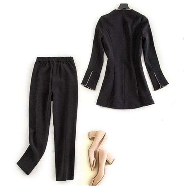 

autumn suit female temperament jacket nine-point harem pants two-piece formal fashion women's two piece, White