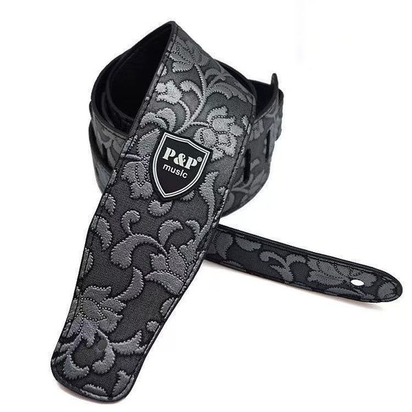 

100pcs wholesale guitar bass strap soft pu leather flower embossed