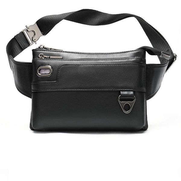 

men waist bags pu leather solid zipper bag fanny pack bum belt chest in black color