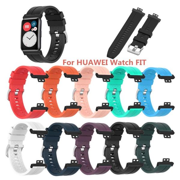

watch bands silicone strap checked elegant style wristband suitable for huawei fit, Black;brown