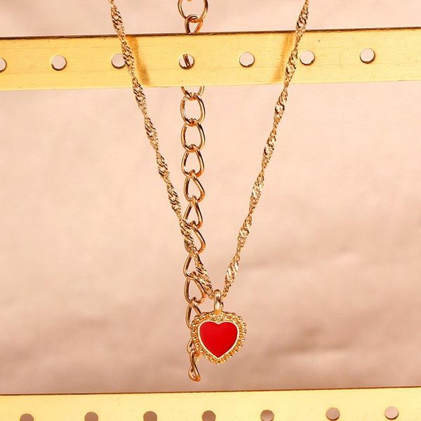 

chains m fashion heart-shaped pendant necklace for women exquisite gold color twisted chain creative design jewelry, Silver