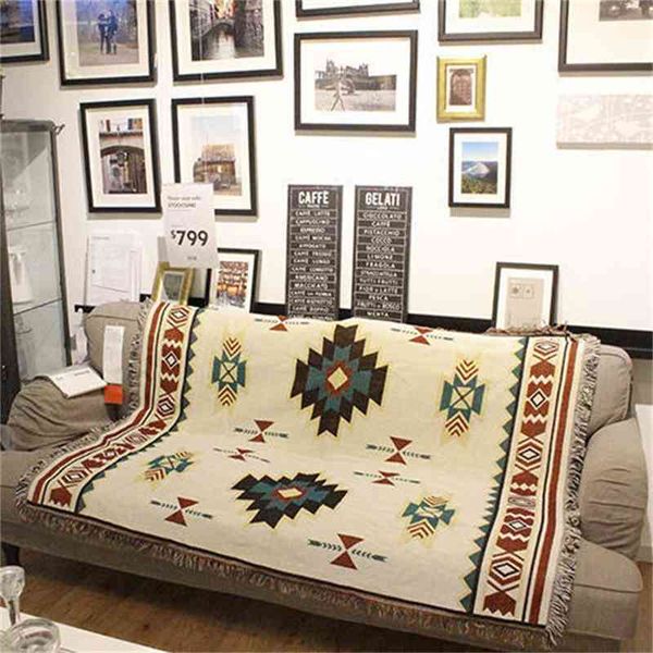 

northern style rural leisure cotton decorative blanket carpet full towel cover sofa cushion