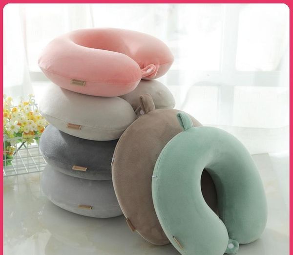 

pillow memory u-shaped core travel anti fatigue neck solid color cotton