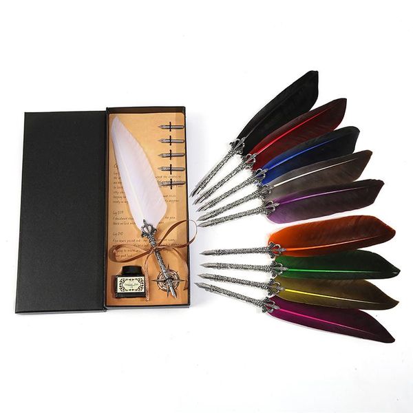 

christmas halloween feather dip water pen carving metal fountain pens