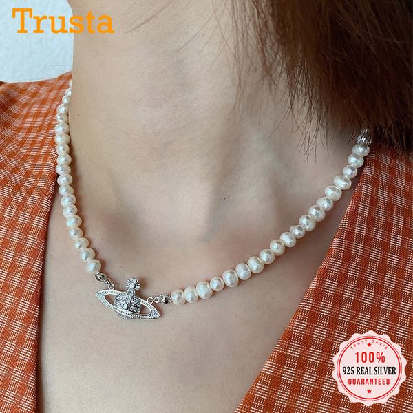 

trustdavis authentic 925 sterling silver lovely pearl planet pendant necklace for women wedding birthday s925 jewelry ds1089 201123
