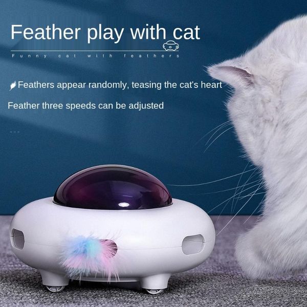 

cat toys automatic feather teaser random interactive electric crazy for kittens intelligent toy steering led