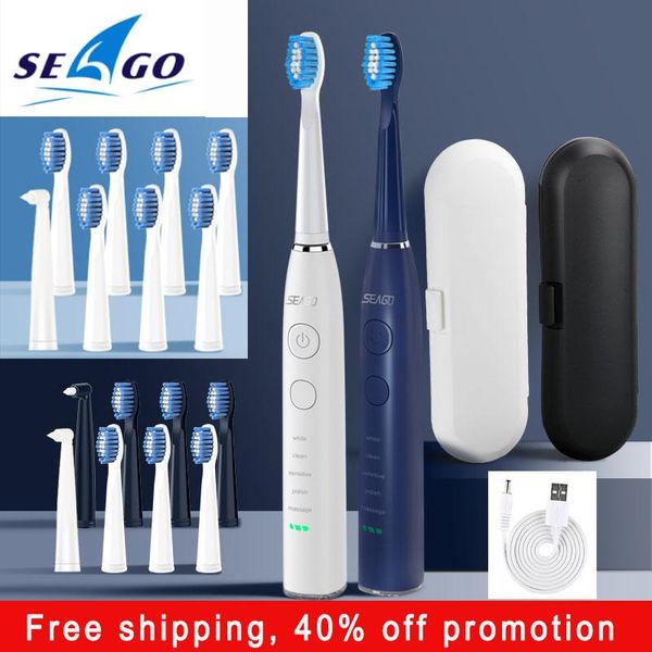 

smart electric toothbrush seago sonic upgraded waterproof with 5 clean mode usb rechargeable 360 days long standby time gif