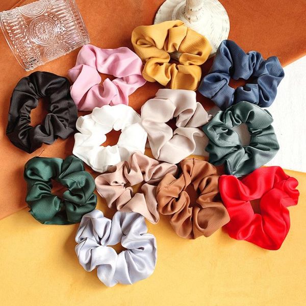 

hair accessories 1x solid lady scrunchies ring elastic cloth pure color bobble sports dance soft charming scrunchie hairband 517#g, Slivery;white