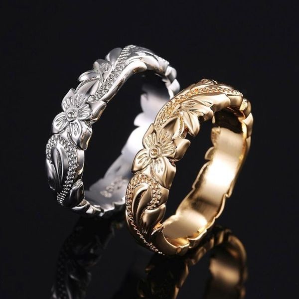 

wedding rings caoshi classic carved flower pattern band for women silver color/gold color low-key simple and elegant design accessories, Slivery;golden