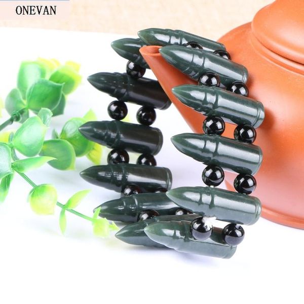 

link, chain black and green jade hand row ball string men's fine bracelets