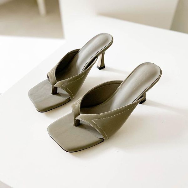 

slippers shoes square heel heels shallow luxury slides med beige heeled sandals rubber flip flops block high designer black summ