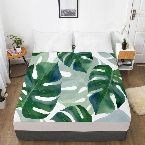 

sheets & sets luxury elastic fitted sheet bed with an band mattress cover 150x200 for home nordic leaf light colour