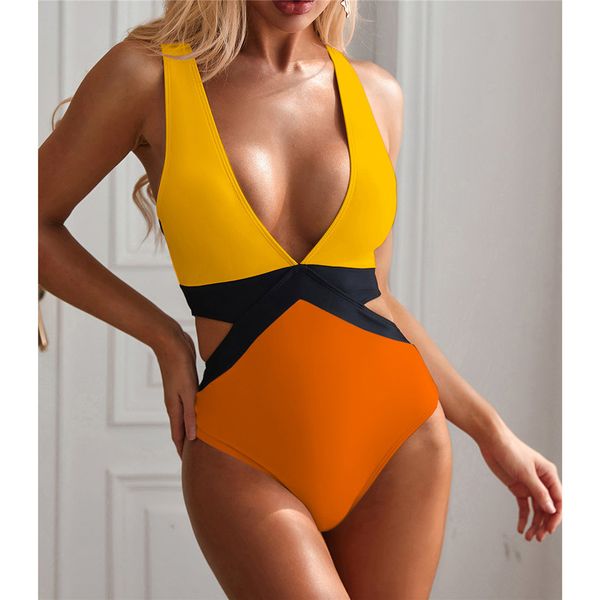 

6 colors new padded v ne one piece swimsuit women swimwear female baless monokini bather bathing suit swim lady k2057