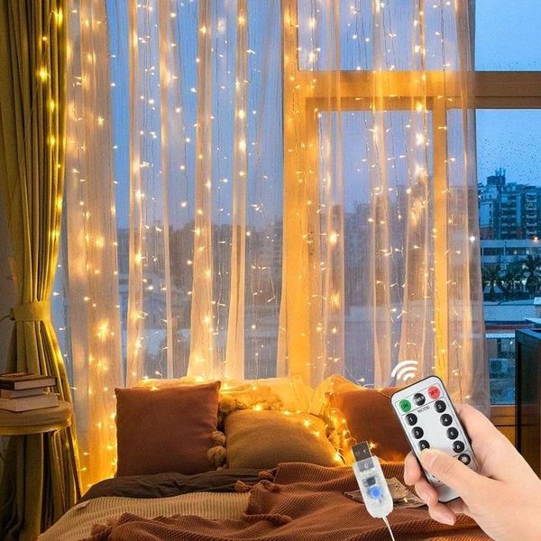 

party decoration 3m led curtain garland fairy string lights remote control usb lamp for christmas home bedroom birthday wedding decorations