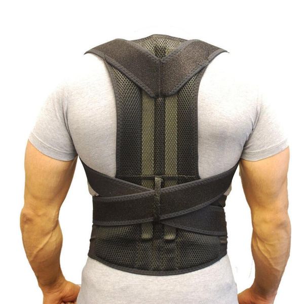 

men's body shapers back support belt orthopedic posture corset brace men straightener round shoulder corrector, Black;brown