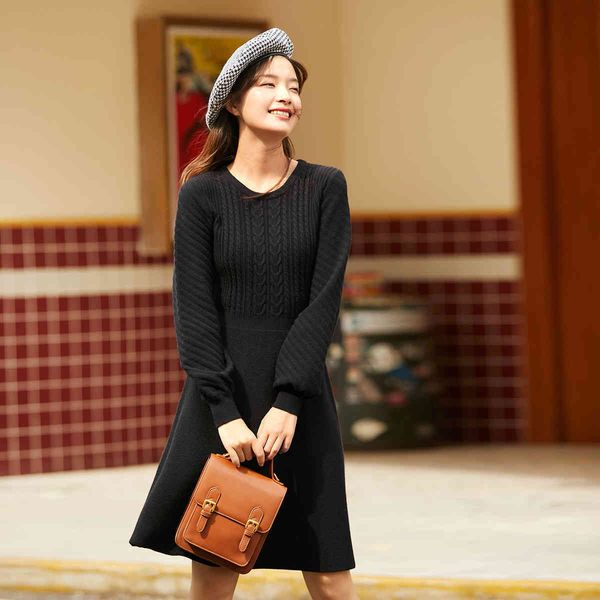 

casual dresses dress winter women's long sleeve solid color jacquard small medium skirt temperament knitted dress 5vui, Black;gray