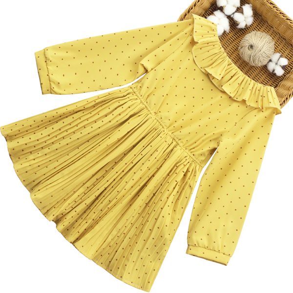 

big girl dress dot pattern girls party dress kids long sleeve kid dress autumn winter children clothing 6 8 10 12 14, Red;yellow