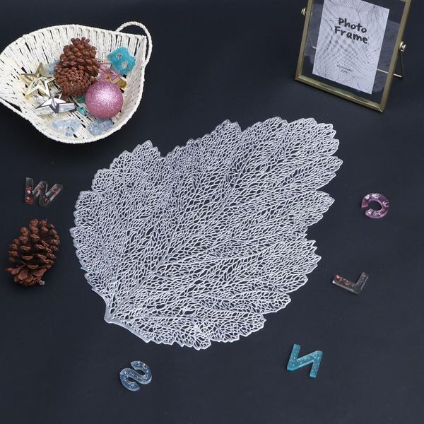 

mats & pads kitchen table plate dish mat hollowed clear heat insulation desk texture leaf placemat dining room decor