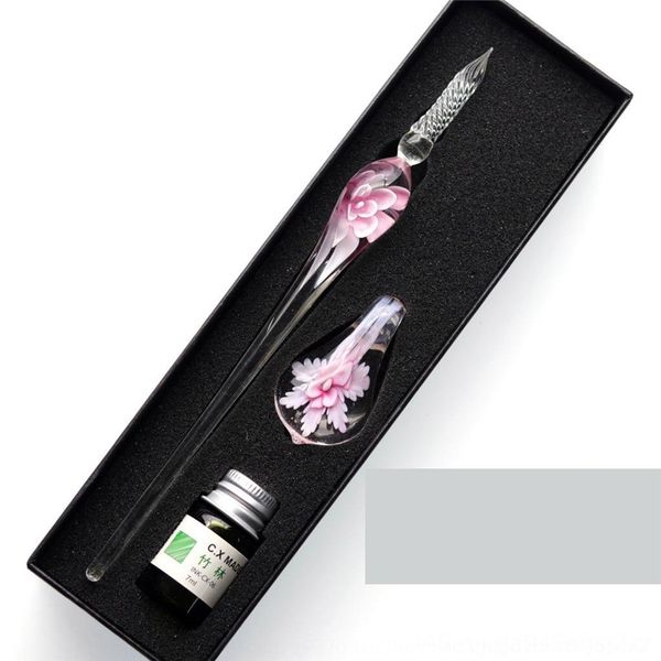 

z3gv inlaid flower glass set star sky gold powder color founta pens k dip in gift box for friends and water water pen students