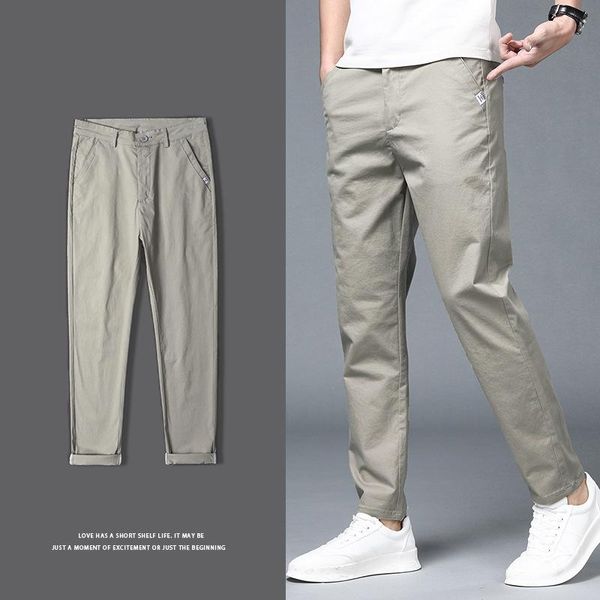 

men's pants 5 colors spring and summer slim casual fashion business cotton brand thin trousers classic style, Black