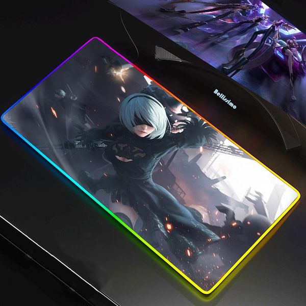 

mouse pads & wrist rests pad anime led rgb big size xxl anti-slip rubber play mats gaming for keyboard lapcomputer gamer nier automata