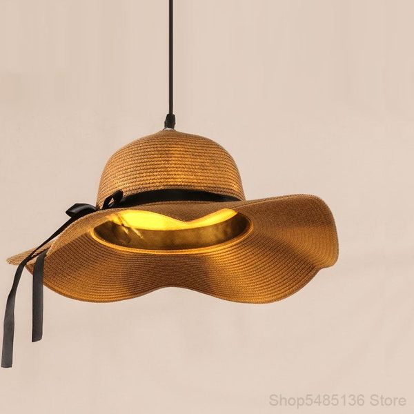 

pendant lamps modern rattan hat lights bar dinning room light fixtures southeast asia living decor kitchen nordic bedroom lamp