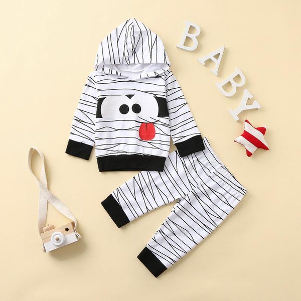 

clothing sets born baby boys girls clothes halloween outfitscartoon mummy hooded t shirt +pants outfits winter boy, White