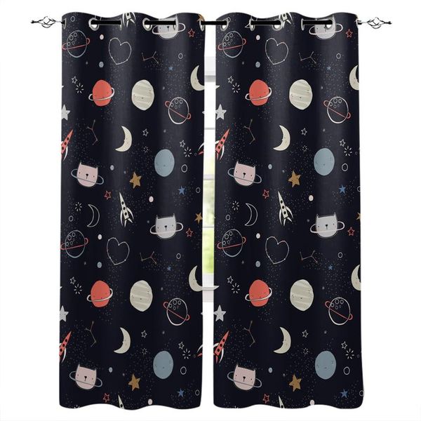 

cute meow planet blackout curatin living room window children's curtains for the bedroom curtain & drapes